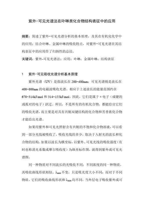 紫外——可见光谱法在卟啉类化合物结构分析中的应用