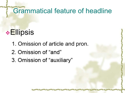Grammatical Features of headline