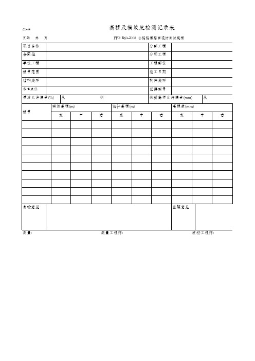 高程及横坡度检测记录表(CSA04 JTG E60-2008 )