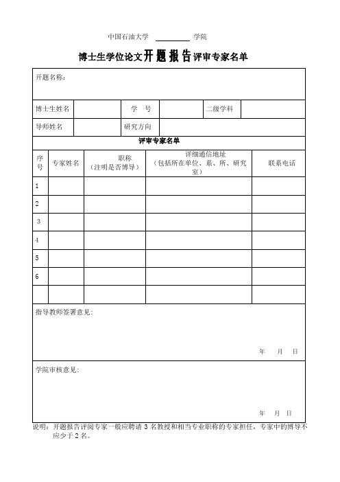 石油大学博士学位论文选题报告.doc