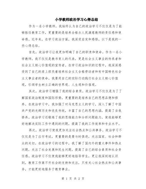 小学教师政治学习心得总结