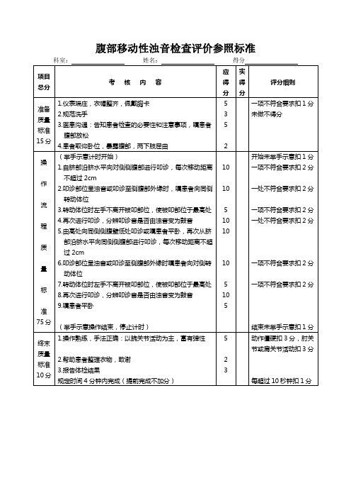腹部移动性浊音操作规范与评分标准
