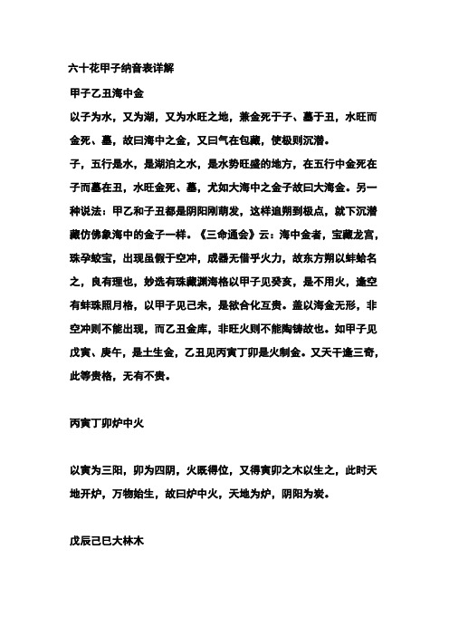 花甲子纳音表详解