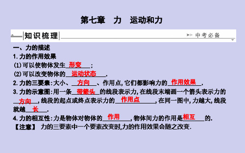 2019届九年级中考物理同步复习课件：第七章 力 运动和力 (共47张PPT)