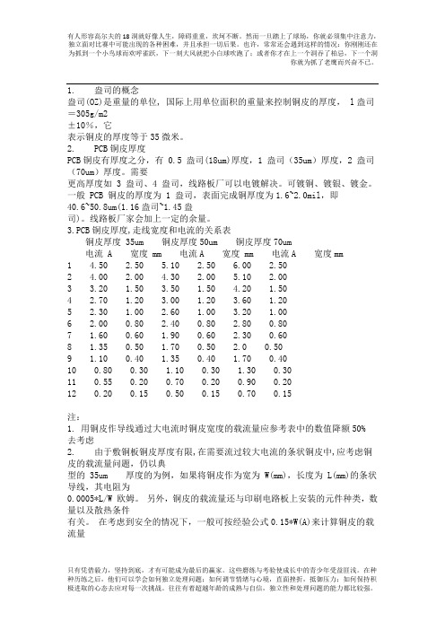 PCB铜厚和电流的关系