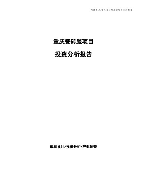 重庆瓷砖胶项目投资分析报告