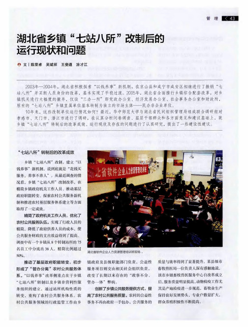 湖北省乡镇“七站八所”改制后的运行现状和问题