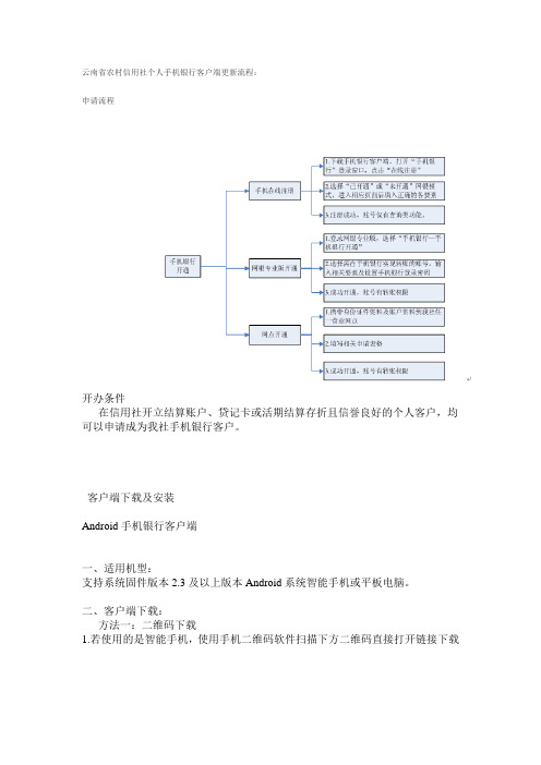 云南省农村信用社手机银行开通指南