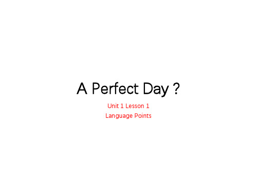 北师大高中英语Unit 1 Lesson 1 A Perfect Day Language Points
