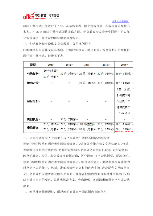 2014河北政法干警考试历年申论真题特点回顾