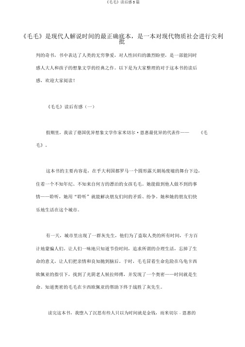 《毛毛》读后感3篇