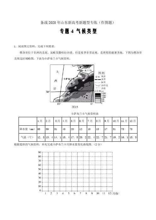 备战2020年山东新高考新题型专练(作图题)气候类型(解析word版)