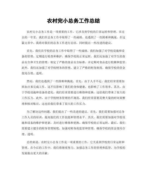 农村完小总务工作总结