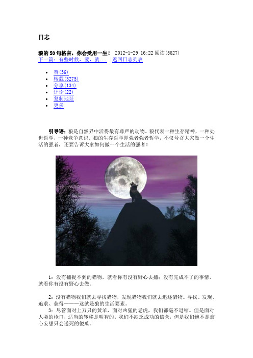 狼的50句格言,你会受用一生!