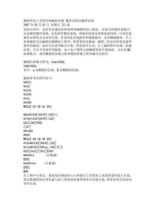 椭圆形加工宏程序的编程实例