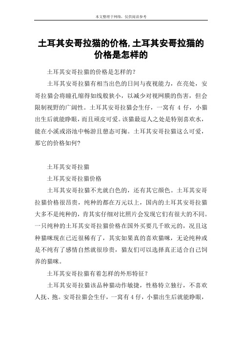 土耳其安哥拉猫的价格,土耳其安哥拉猫的价格是怎样的