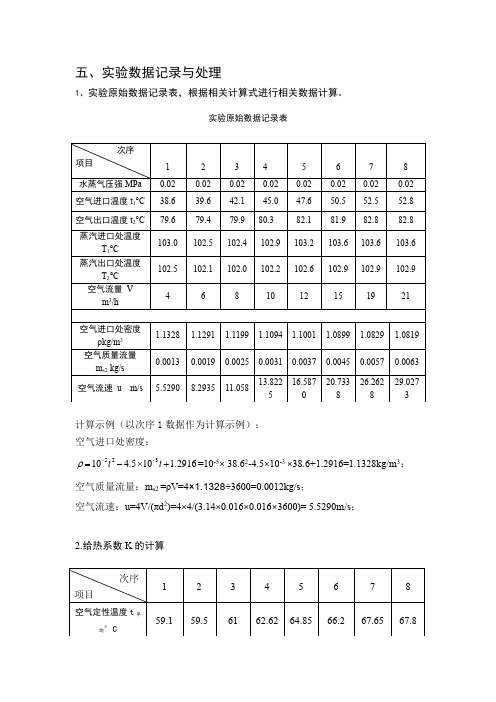 空气蒸汽对流给热系数的测定