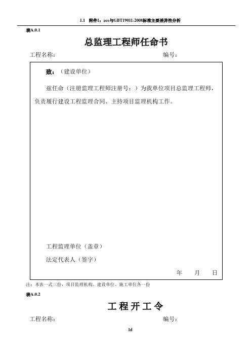 2017最新监理规范表格范本