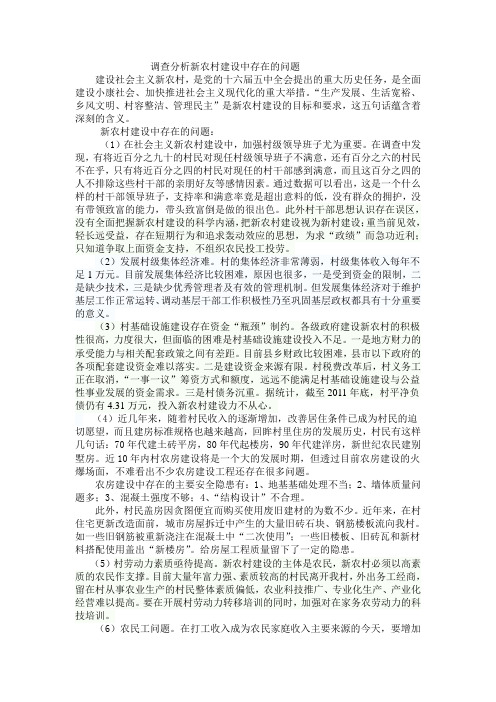 新农村问题调查报告