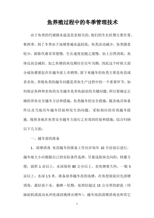 鱼养殖过程中的冬季管理技术