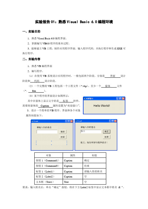 VB实验报告01