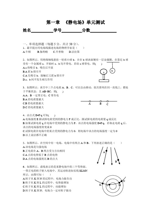 第一章  《静电场》单元测试