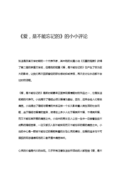 《爱,是不能忘记的》的小小评论