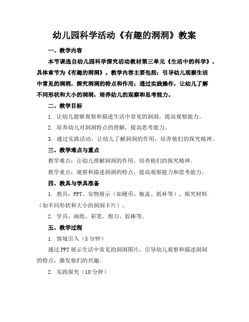 幼儿园科学活动《有趣的洞洞》教案