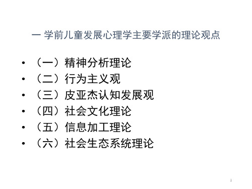儿童发展心理学基本理论流派(课堂PPT)
