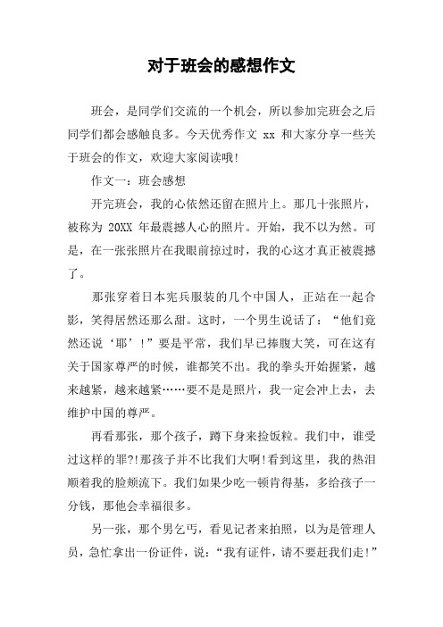 对于班会的感想作文
