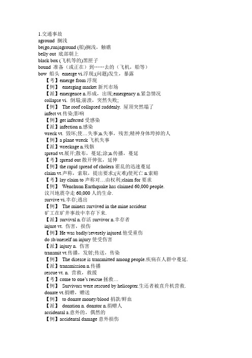 常见自然灾害英文单词