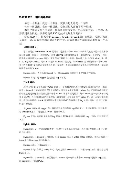 VLAN研究之一端口链路类型
