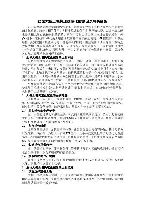 盐城大棚土壤快速盐碱化的原因及改良