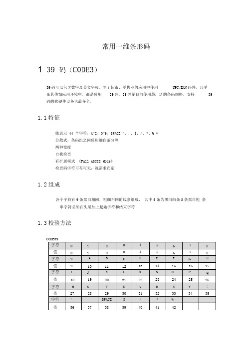 常用一维条形码编码规则