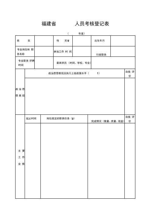 福建人员考核登记表