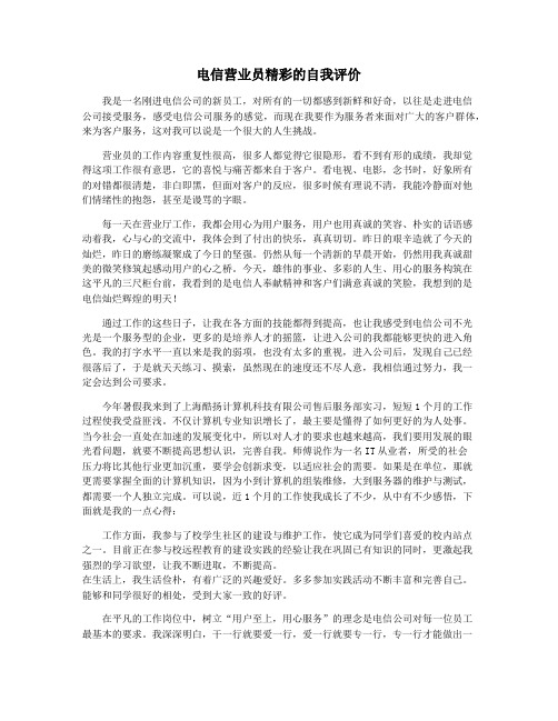 电信营业员精彩的自我评价