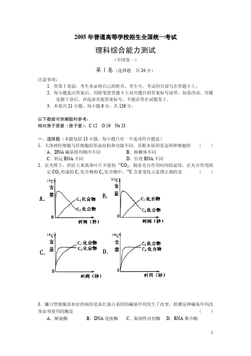 2005年高考试题理综(全国卷1)