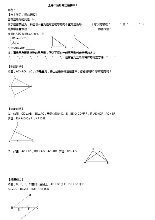 全等三角形的判定条件HL