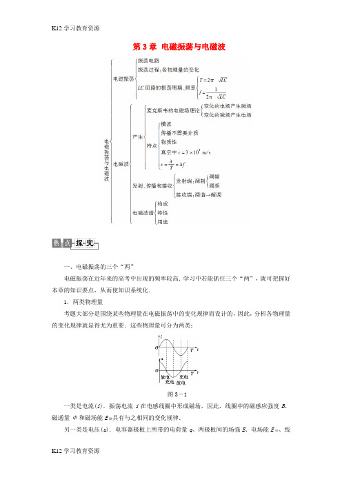 [K12学习]2018版高中物理 第3章 电磁振荡与电磁波章末复习课教师用书 粤教版选修3-4