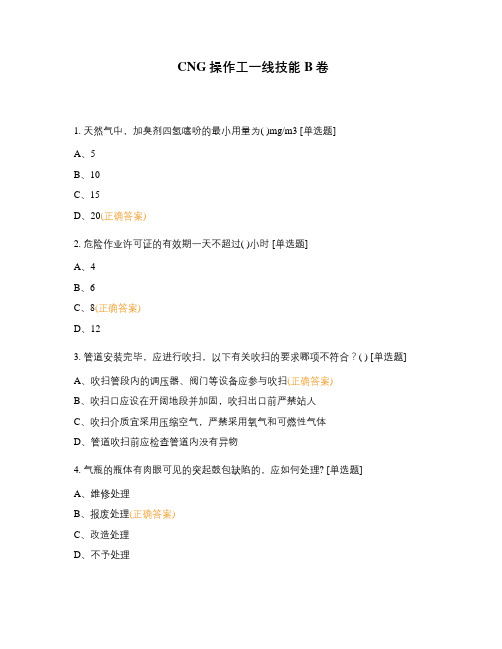 CNG操作工一线技能B卷
