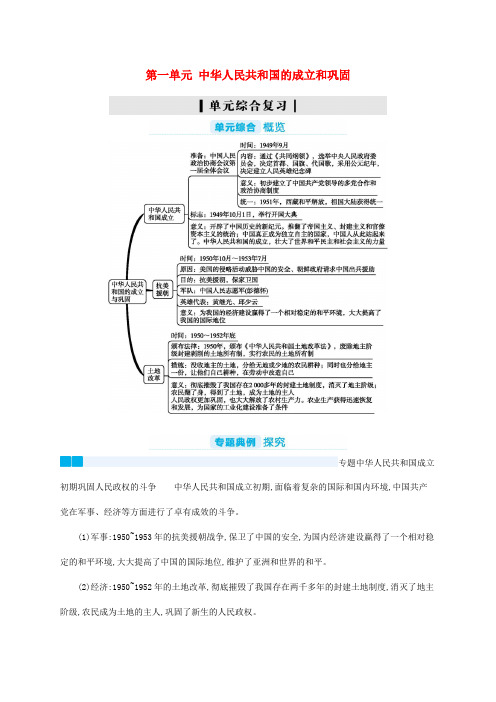 八年级历史下册 第一单元 中华人民共和国的成立和巩固综合复习 新人教版-新人教版初中八年级下册历史试