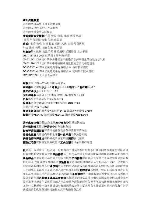茶叶检验名词