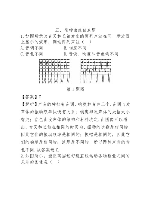 九年级物理上册专题复习5坐标曲线信息题
