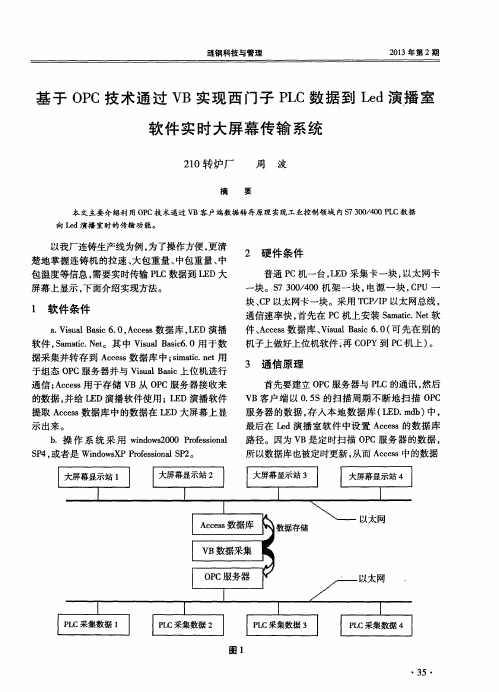 基于OPC技术通过VB实现西门子PLC数据到Led演播室软件实时大屏幕传输系统