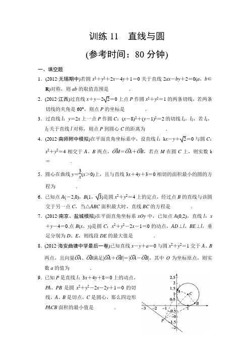 高中新课程数学(苏教)二轮复习精选第一部分 25个必考问题  专项突破专题训练11