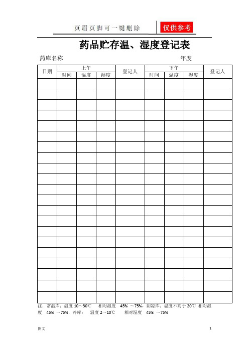 温湿度登记表(图文参照)