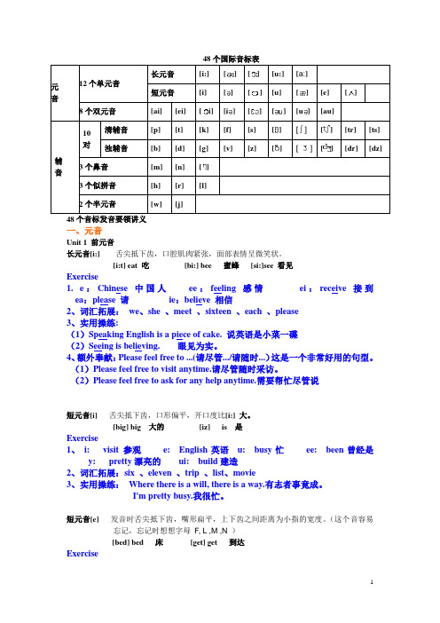 48个国际音标表教案