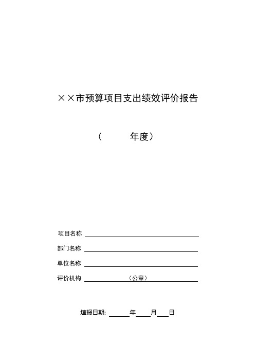 预算支出绩效评价报告(样本)
