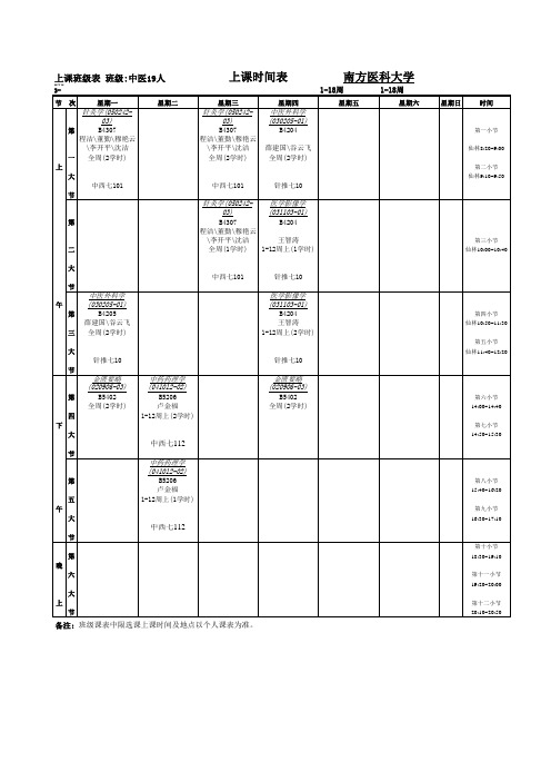 南方医科大学课表13-142 - 中医