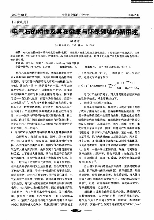 电气石的特性及其在健康与环保领域的新用途